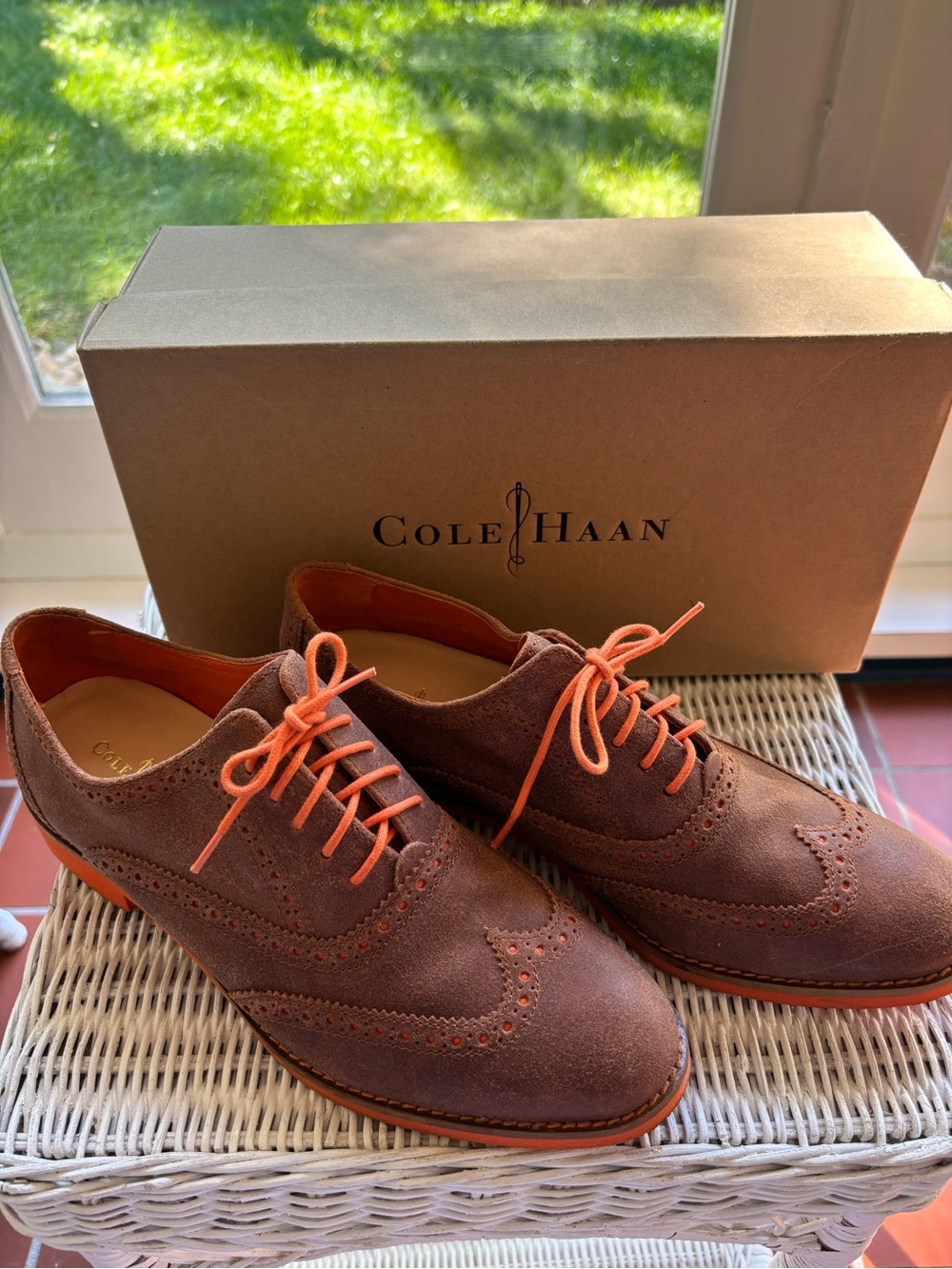 RARE Bowling Green Orange/Brown School Colors Wingtip Oxfords CLASSIC Cole Haan - Picture 4 of 5